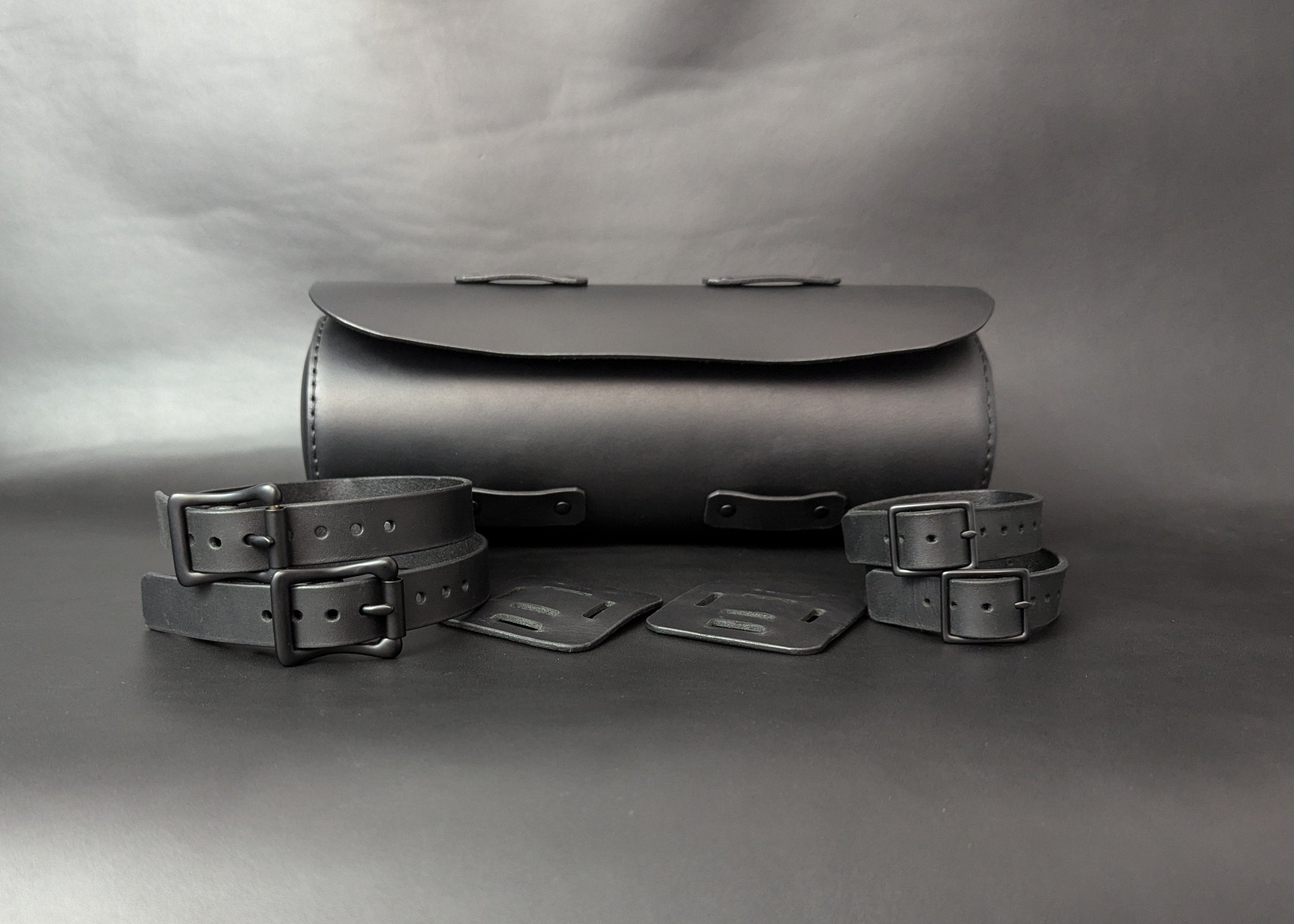 Motorcycle Leather Bag - All Black