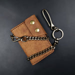 Load image into Gallery viewer, 6 Pocket Biker Wallet – Walnut &amp; Olive / Antique Brass
