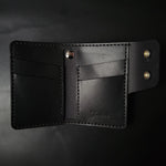 Load image into Gallery viewer, 6 POCKET BIKER WALLET - black Leather/nickel plate hardware
