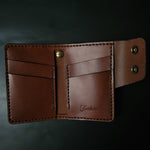 Load image into Gallery viewer, 6 POCKET BIKER WALLET - brown leather/antique brass hardware
