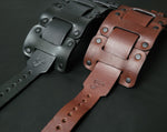 Load image into Gallery viewer, LEATHER CUFF BRACELET / BIKER&#39;S WRISTBAND - brown leather
