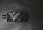 Load image into Gallery viewer, LEATHER CUFF BRACELET / BIKER&#39;S WRISTBAND - black leather
