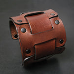 Load image into Gallery viewer, LEATHER CUFF BRACELET / BIKER&#39;S WRISTBAND - brown leather

