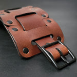 Load image into Gallery viewer, LEATHER CUFF BRACELET / BIKER&#39;S WRISTBAND - brown leather
