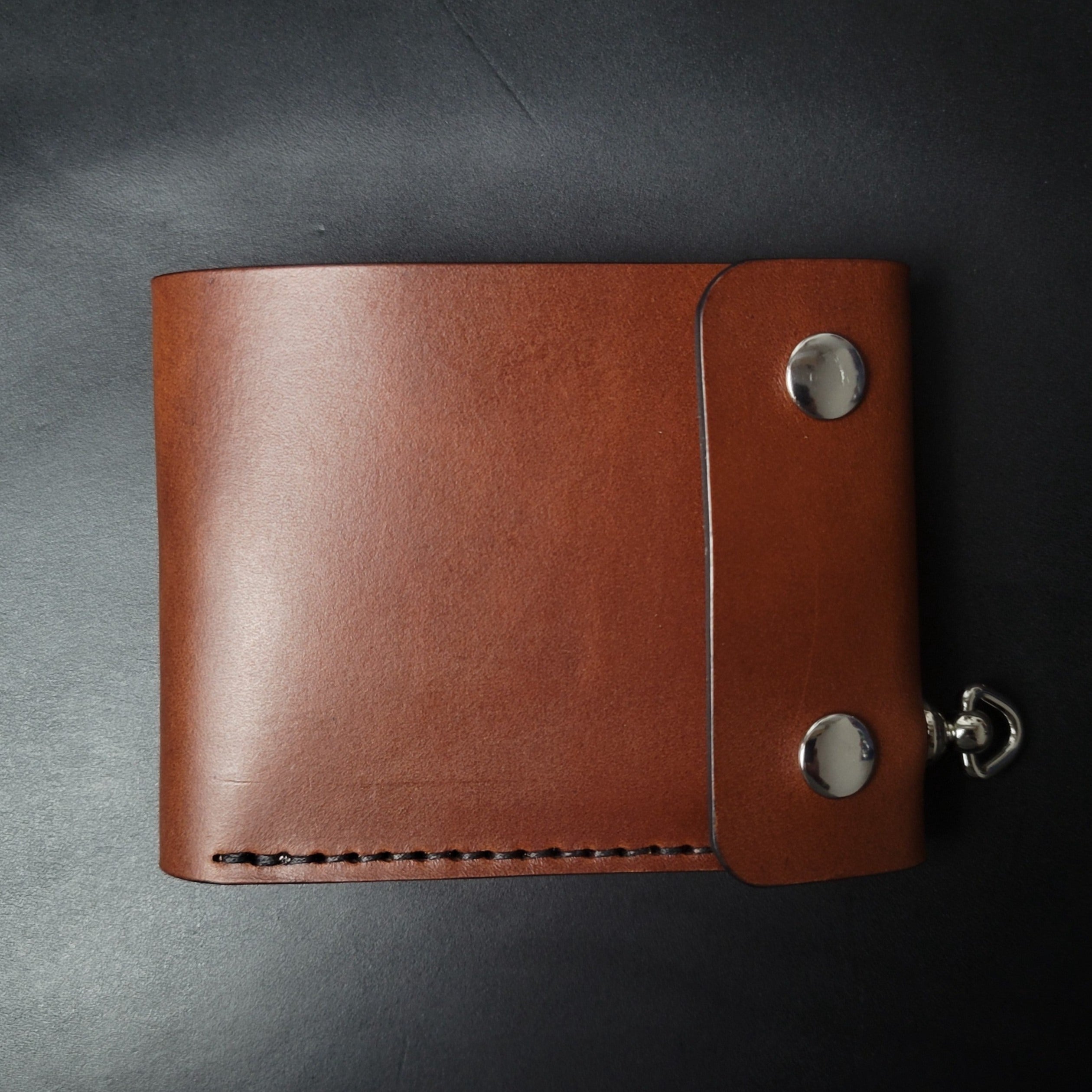 CLASSIC BIKER WALLET  - brown leather/Swivel Chain Connector