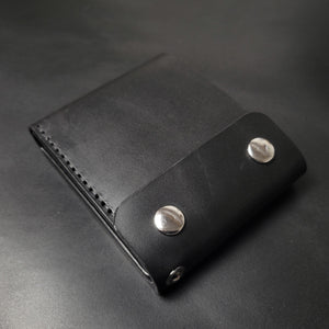 CLASSIC BIKER WALLET - black leather/built-in hole grommet