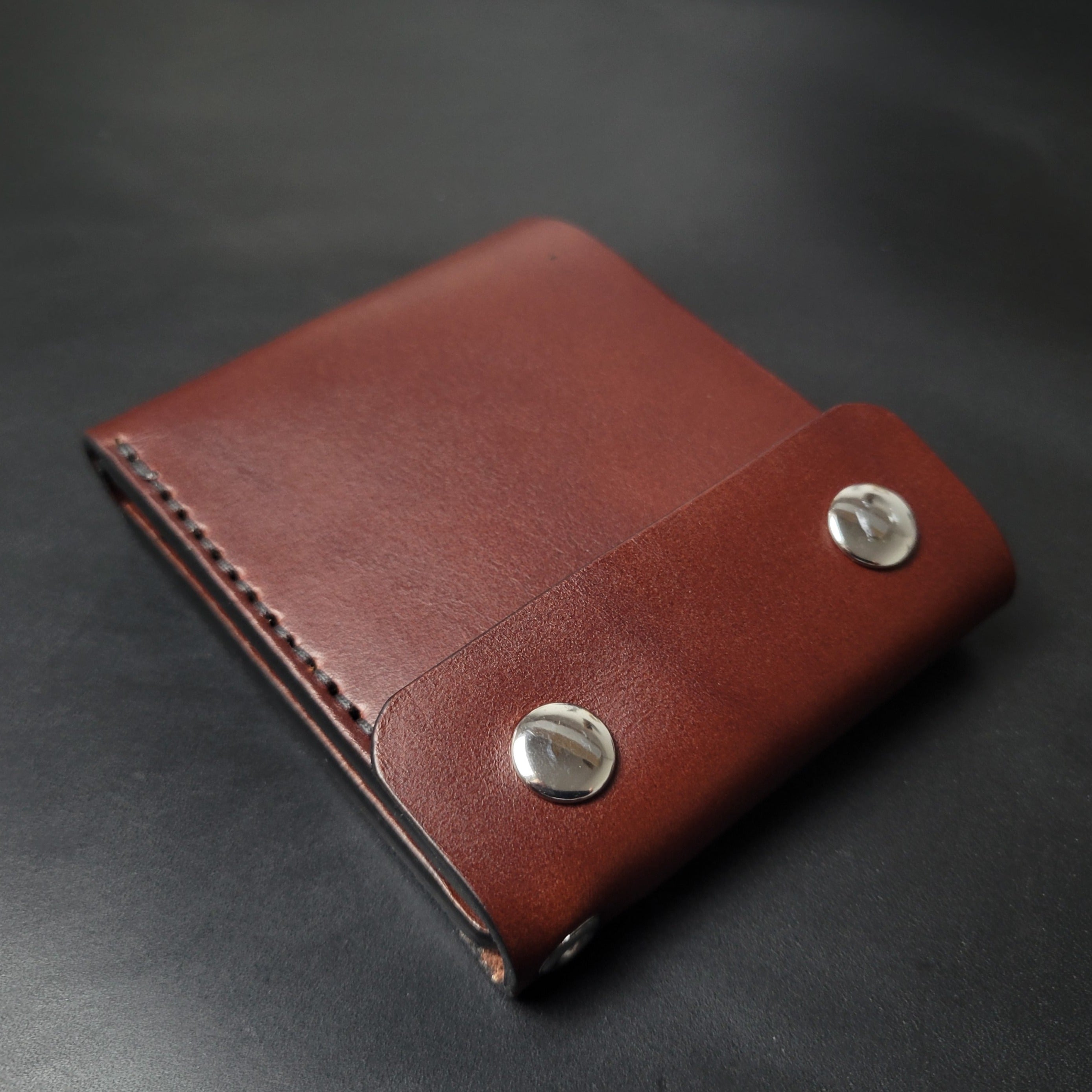 CLASSIC BIKER WALLET - brown leather/built-in hole grommet