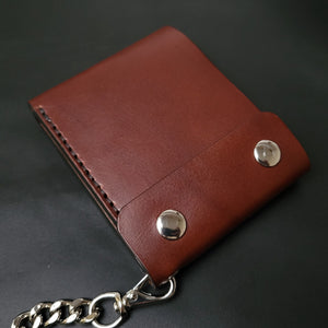 CLASSIC BIKER WALLET - brown leather/built-in hole grommet