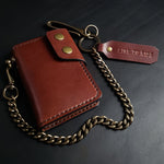 Load image into Gallery viewer, 6 POCKET BIKER WALLET - brown leather/antique brass hardware
