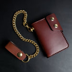 Load image into Gallery viewer, 6 POCKET BIKER WALLET - brown leather/natural brass hardware
