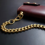 Load image into Gallery viewer, 6 POCKET BIKER WALLET - brown leather/natural brass hardware
