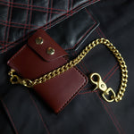 Load image into Gallery viewer, 6 POCKET BIKER WALLET - brown leather/natural brass hardware
