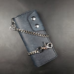 Load image into Gallery viewer, LONG TRUCKER WALLET - blue italian leather / nickel plate hardware
