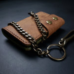 Load image into Gallery viewer, 6 Pocket Biker Wallet – Walnut &amp; Olive / Antique Brass
