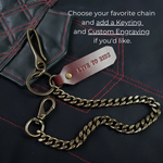 Load image into Gallery viewer, LONG TRUCKER WALLET - brown leather/antique brass hardware
