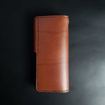 Load image into Gallery viewer, LONG TRUCKER WALLET - brown leather/antique brass hardware

