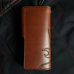Load image into Gallery viewer, LONG TRUCKER WALLET Blazing Biker Style - brown leather/nickel plate hardware
