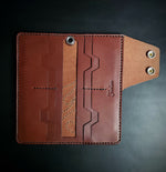 Load image into Gallery viewer, LONG TRUCKER WALLET Blazing Biker Style - brown leather/nickel plate hardware
