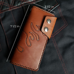 Load image into Gallery viewer, LONG TRUCKER WALLET Blazing Biker Style - brown leather/nickel plate hardware
