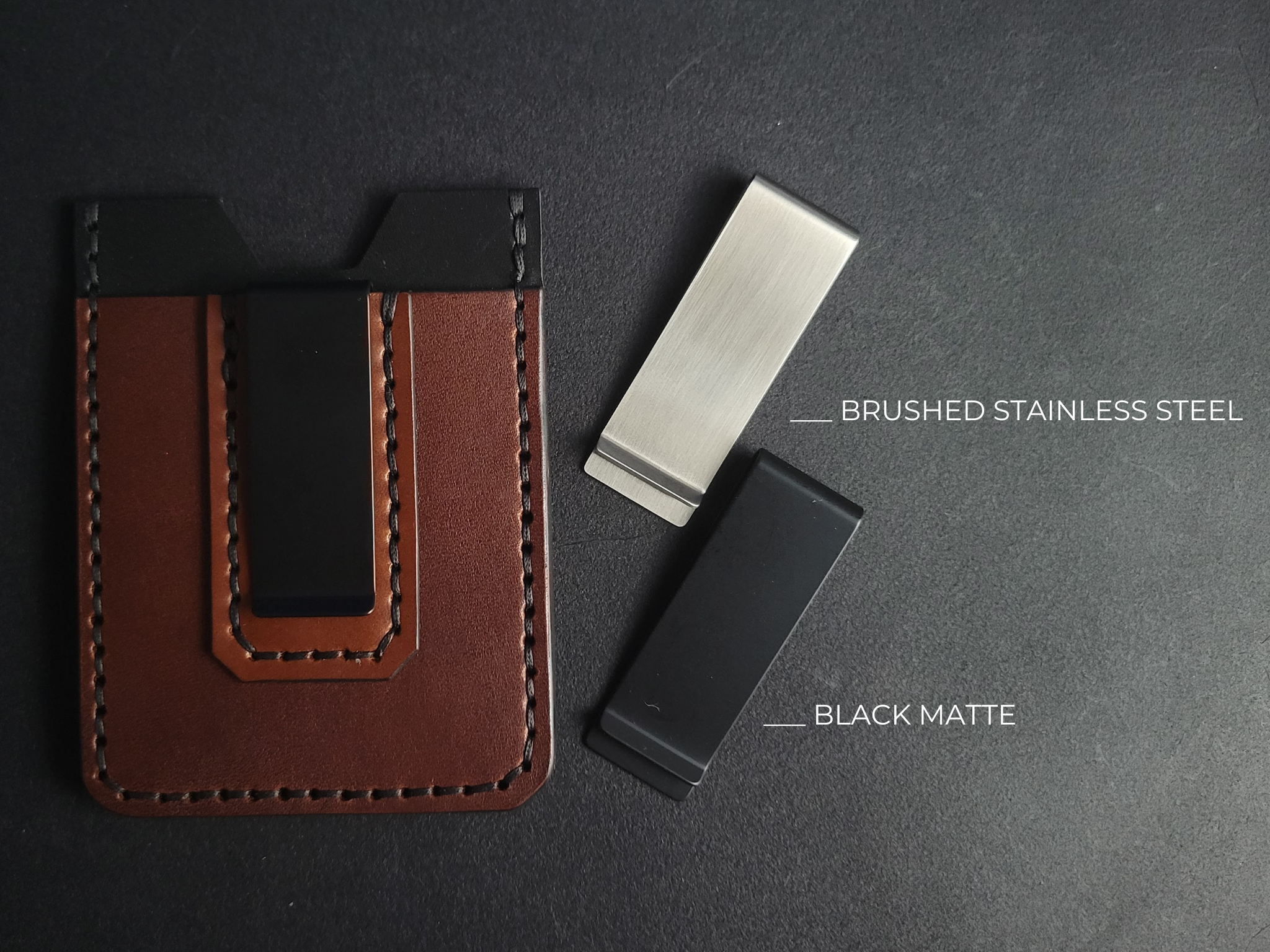 MONEY CLIP WALLET  - dark brown/black