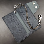 Load image into Gallery viewer, LONG TRUCKER WALLET - blue italian leather / nickel plate hardware
