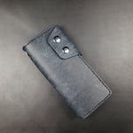 Load image into Gallery viewer, LONG TRUCKER WALLET - blue italian leather / nickel plate hardware
