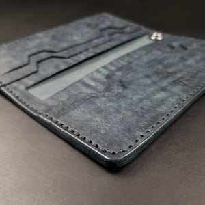 LONG TRUCKER WALLET - blue italian leather / nickel plate hardware