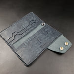 Load image into Gallery viewer, LONG TRUCKER WALLET - blue italian leather / nickel plate hardware
