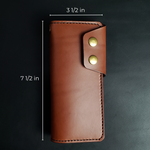 Load image into Gallery viewer, LONG TRUCKER WALLET - brown leather/antique brass hardware
