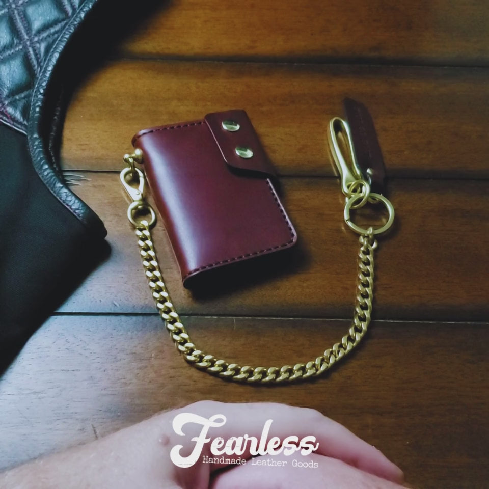 6 Pocket Biker Wallet – Brown / Natural Brass