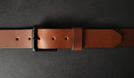 Load image into Gallery viewer, BROWN LEATHER BELT - black matte buckle
