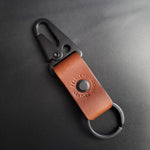 Load image into Gallery viewer, BROWN LEATHER KEYRING - black matte hardware
