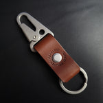 Load image into Gallery viewer, BROWN LEATHER KEYRING - nickel matte hardware
