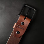 Load image into Gallery viewer, BROWN LEATHER BELT - black matte buckle
