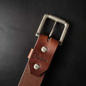 BROWN LEATHER BELT - nickel matte buckle