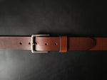 Load image into Gallery viewer, BROWN LEATHER BELT - nickel matte buckle
