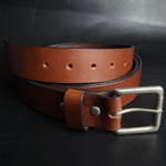 Load image into Gallery viewer, BROWN LEATHER BELT - nickel matte buckle
