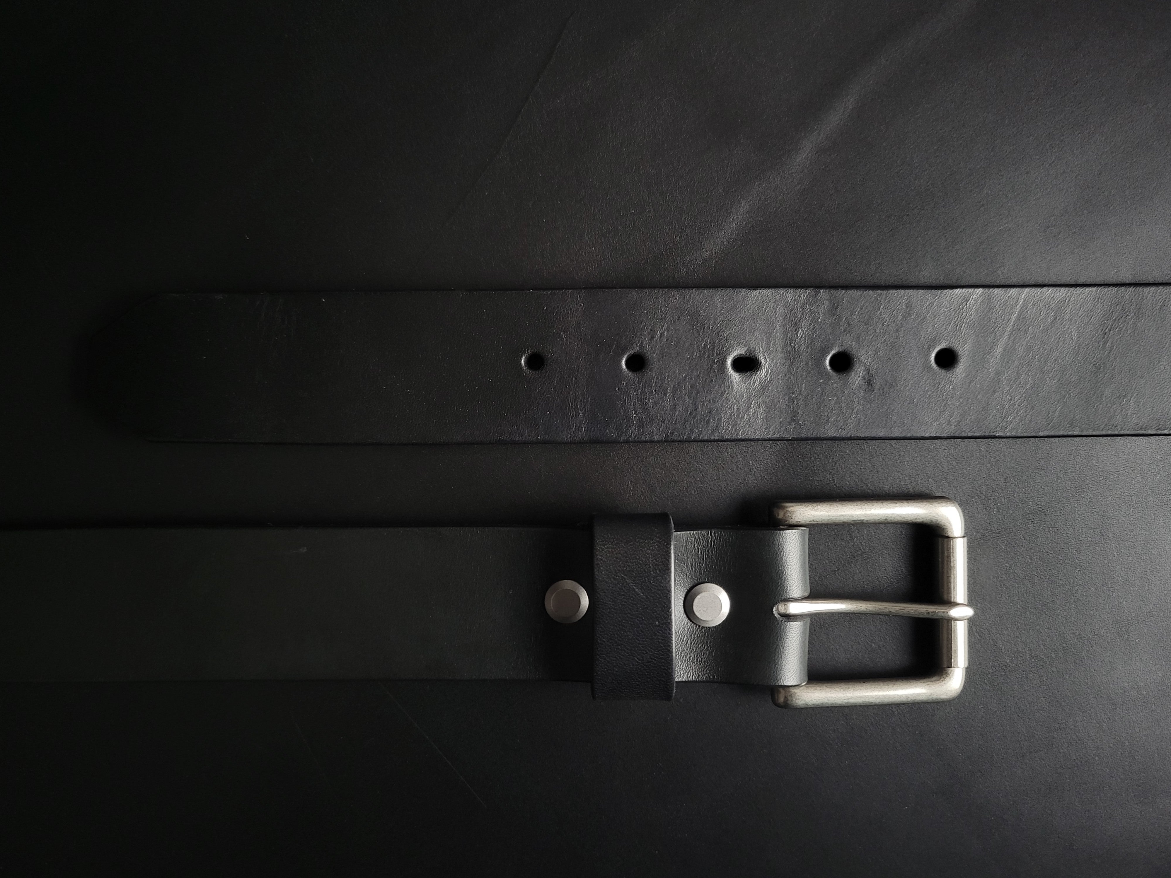 BLACK LEATHER BELT - nickel matte buckle