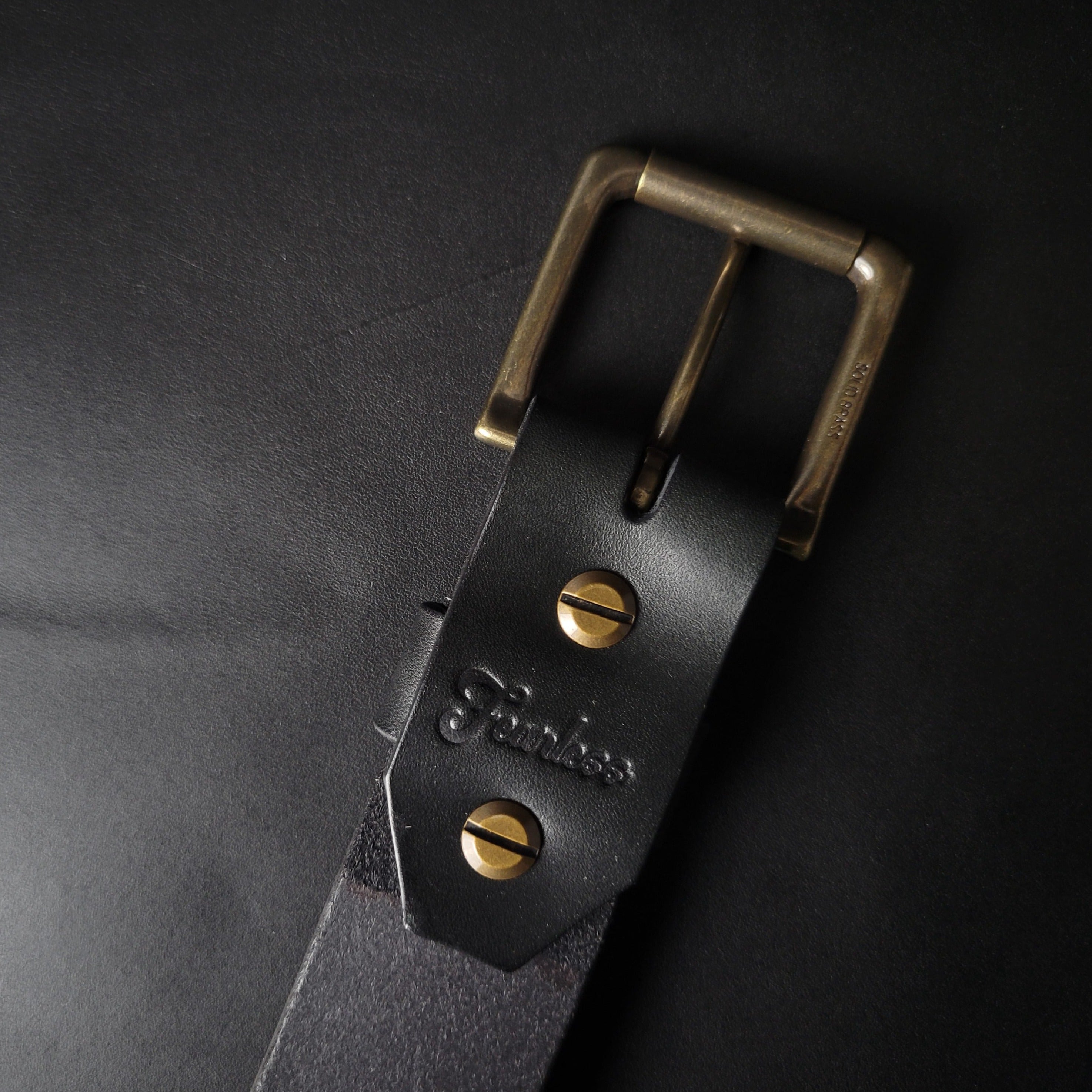 BLACK LEATHER BELT - antique brass buckle – Fearless Leather