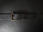 Load image into Gallery viewer, BLACK LEATHER BELT - antique brass buckle

