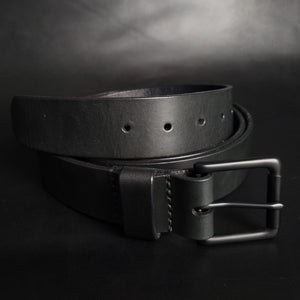 stitched ALL BLACK LEATHER BELT