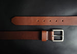 Load image into Gallery viewer, stitched BROWN LEATHER BELT - nickel matte buckle
