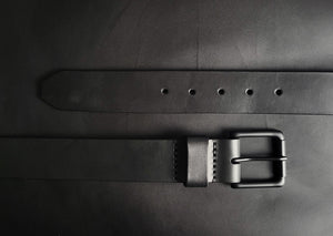 stitched ALL BLACK LEATHER BELT