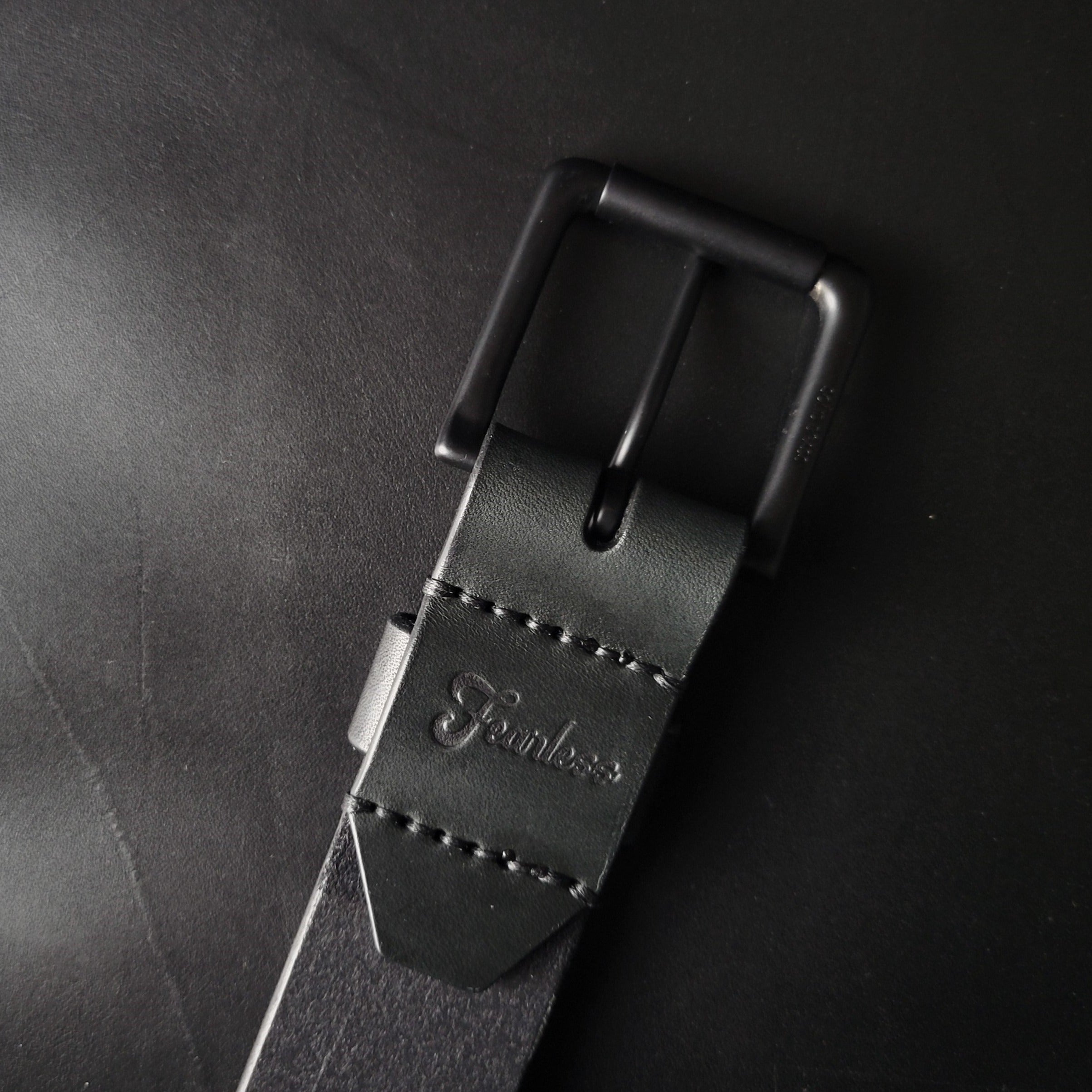 stitched ALL BLACK LEATHER BELT