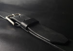 Load image into Gallery viewer, stitched BLACK LEATHER BELT - nickel matte buckle
