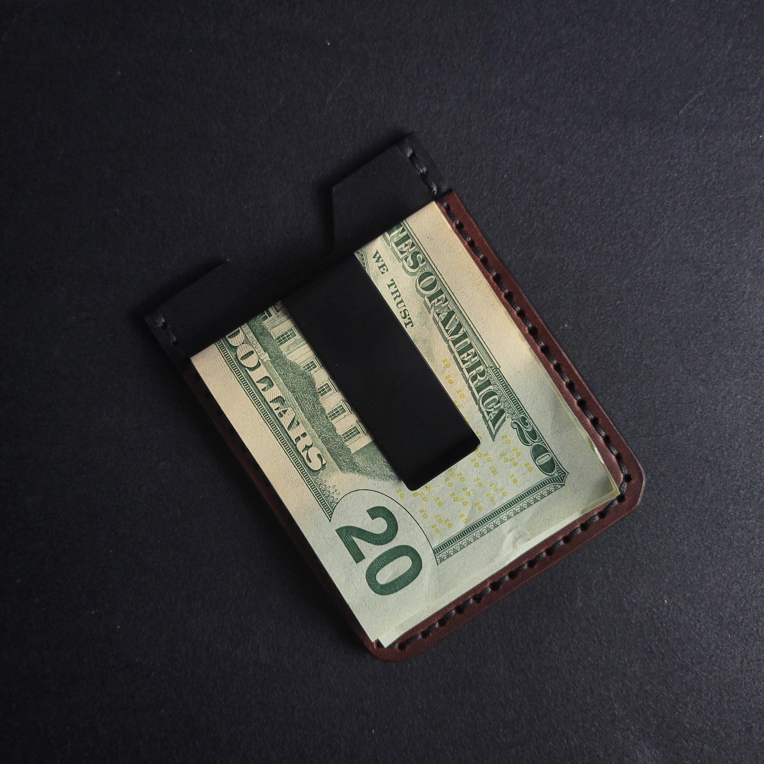 MONEY CLIP WALLET  - dark brown/black