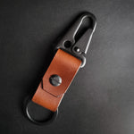 Load image into Gallery viewer, BROWN LEATHER KEYRING - black matte hardware
