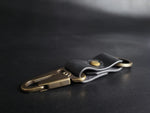 Load image into Gallery viewer, BLACK LEATHER KEYRING - antique brass hardware
