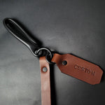 Load image into Gallery viewer, BROWN LEATHER STRAP WALLET CHAIN - black matte
