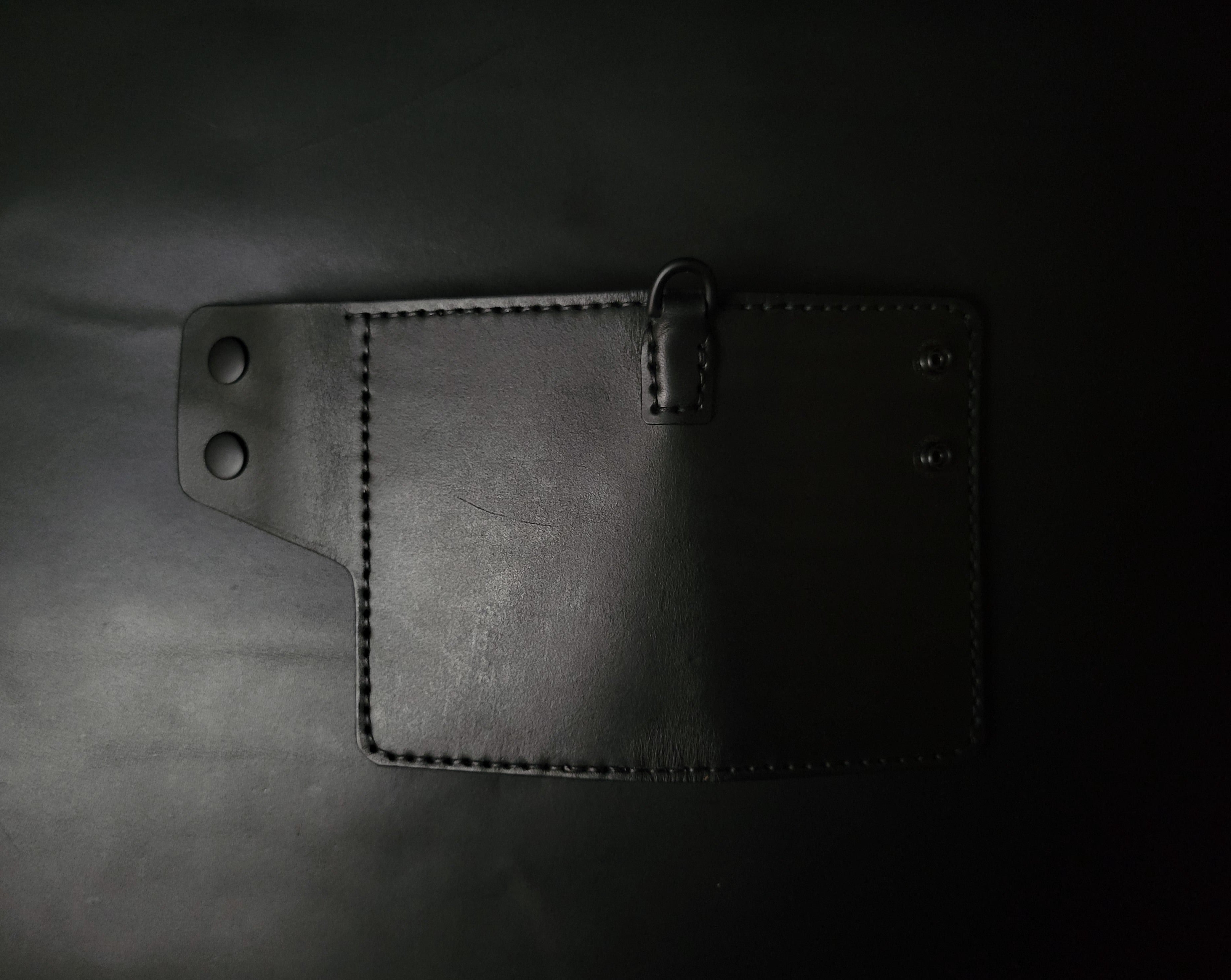 6 POCKET BIKER WALLET - black leather/D-ring